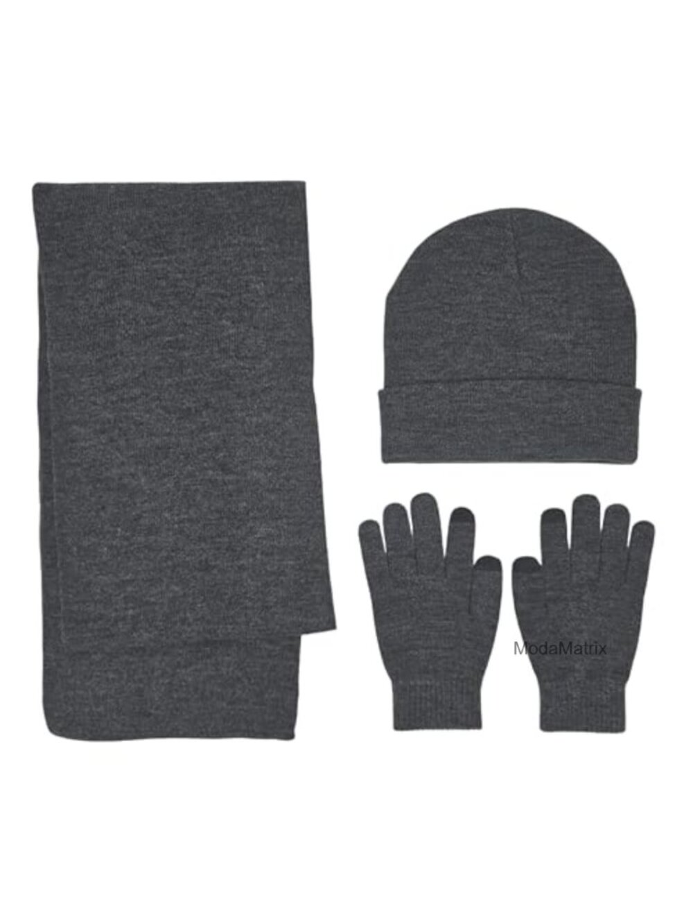 Winter Scarf Beanie Gloves Set Touchscreen Knit Acrylic
